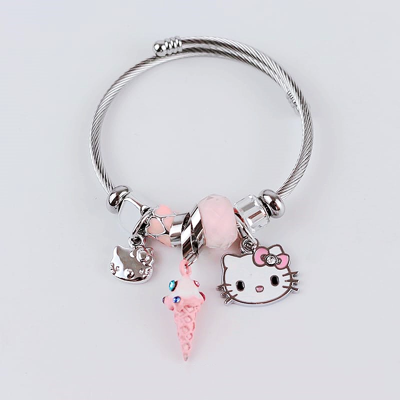 The Carat Shop Hello Kitty - Braccialetto con perline rosa e ciondolo My Melody The Carat Shop Hello Kitty - Braccialetto con perline rosa e ciondolo My Melody